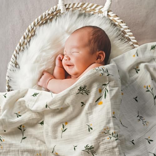 GLLQUEN BABY Baby Blankets For Newborn Soft 2 Pack Muslin Cotton Baby Boy Or Girl Blanket 95x100cm Swaddle Blanket For Newborn Shower Gifts For New Moms（Sage）