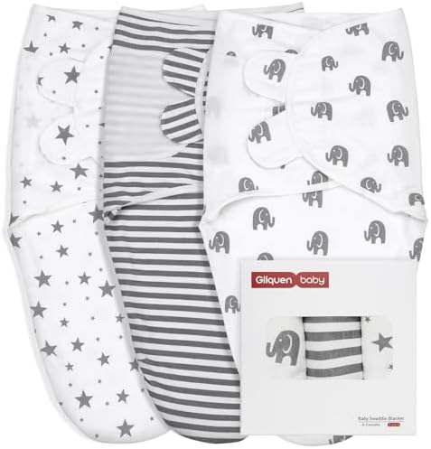 GLLQUEN BABY Baby Swaddle Wraps for 0-3 Months Newborn Oeko-tex100 100% Breathable Organic Cotton Fabric Swadding Blankets 3 Pack(New Grey)