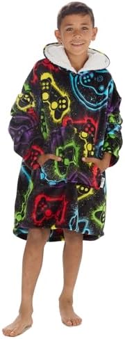 GM Apparel Kids Gaming Hoodie Blanket Oversized for Boys & Girls – Cozy Wearable Hooded Fleece Trow Sweatshirt Cosy Big Jumper