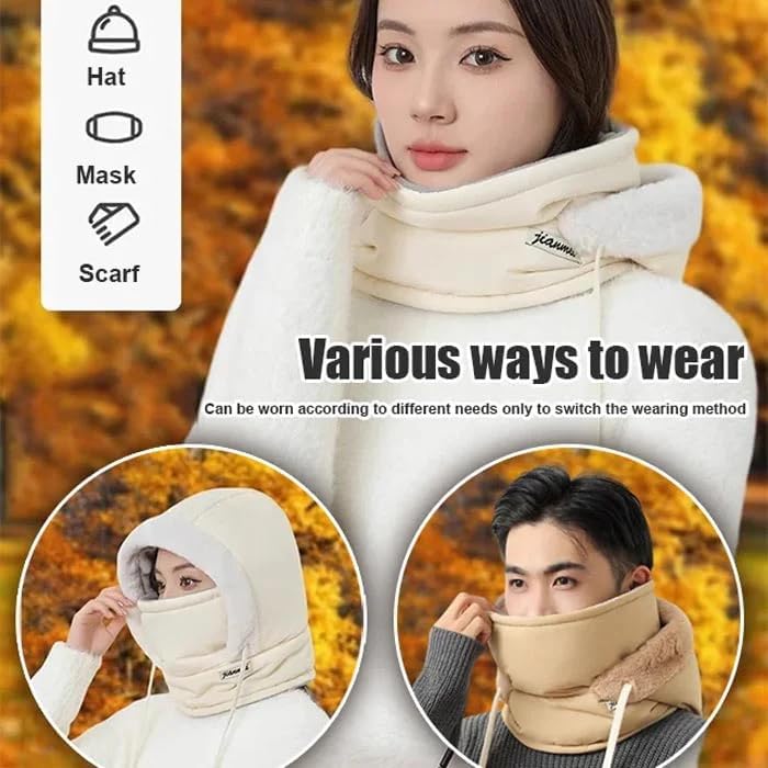 GodbTG Plush-Lined Thickened Thermal Hat With Face Mask For Men And Women Ski Winter Face Mask Winter Camping Hooded