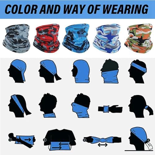 Goufride 10 Pack Neck Gaiter Face Mask Mens Womens Balaclavas UV Scarf Multipurpose Headwear