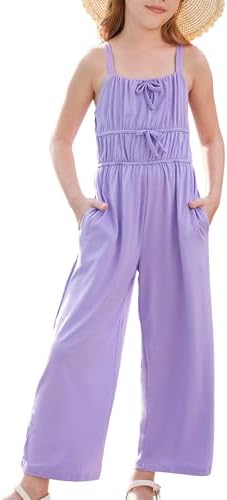 GRACE KARIN Girls Jumpsuit Kids Summer Spaghetti Strap Romper with Pockets Causal Outfit Overalls