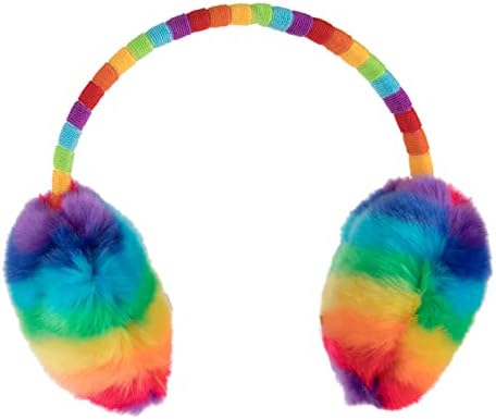 Grafanty Kids Knit Earmuffs Winter Warm Faux Fur Ear Warmers Knitted Earmuffs Cute Outdoor Toddlers Ear Warmer Winter Earmuffs Ear Covers Headband For Boys Girls 3-12 Years Multicolor One Size