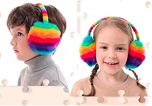 Grafanty Kids Knit Earmuffs Winter Warm Faux Fur Ear Warmers Knitted Earmuffs Cute Outdoor Toddlers Ear Warmer Winter Earmuffs Ear Covers Headband For Boys Girls 3-12 Years Multicolor One Size
