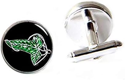 Green Leaf Cuff Links Leaf Cufflinks Lothlorien Leaf Cufflinks Personalized Cufflinks Dome Glass Jewelry