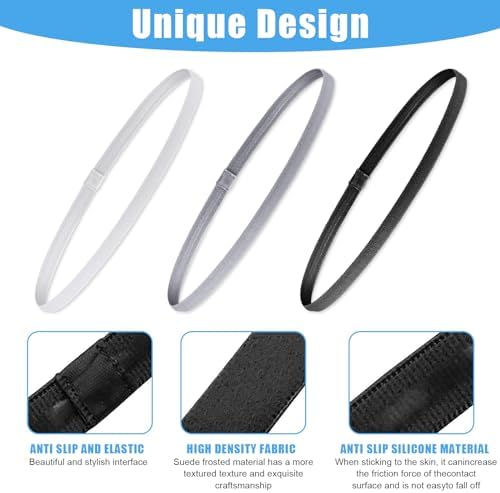 GROVL Sports Headband 6 PCS Non-Slip Silicone Grip Thin Headpiece Elastic Headbands For Kids And Adults Boys Men Women Athletics Football Yoga Training Running Cycling Outdoor