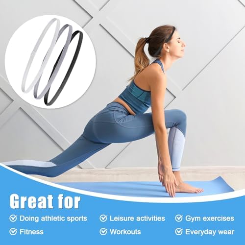 GROVL Sports Headband 6 PCS Non-Slip Silicone Grip Thin Headpiece Elastic Headbands For Kids And Adults Boys Men Women Athletics Football Yoga Training Running Cycling Outdoor