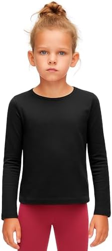 GUBA® Girls T Shirt Long Sleeve Top Kids Plain Basic Uniform T-Shirt Crew Neck Tee Size 2-13 Years