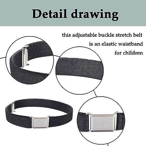 Gunwon Kids Elastic Belt - Black Adjustable Hook & Loop Buckle Suitable For Play & Travel