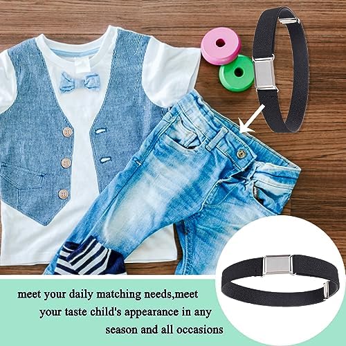 Gunwon Kids Elastic Belt - Black Adjustable Hook & Loop Buckle Suitable For Play & Travel