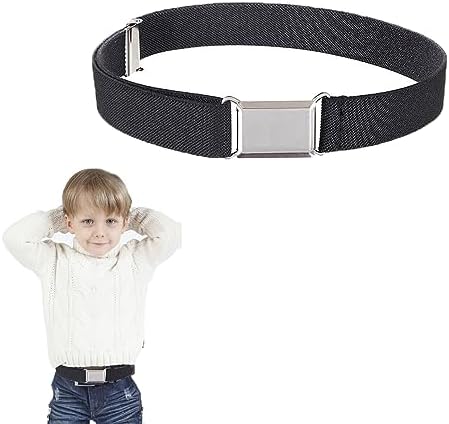 Gunwon Kids Elastic Belt - Black Adjustable Hook & Loop Buckle Suitable for Play & Travel