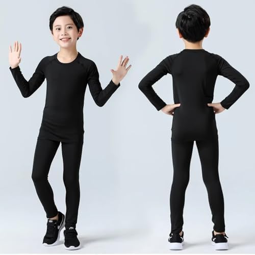 Guoegh Kids Boys Base Layers Sets Compression Thermal Football Skins Sport Baselayers Warm Long Johns Underwear For Children