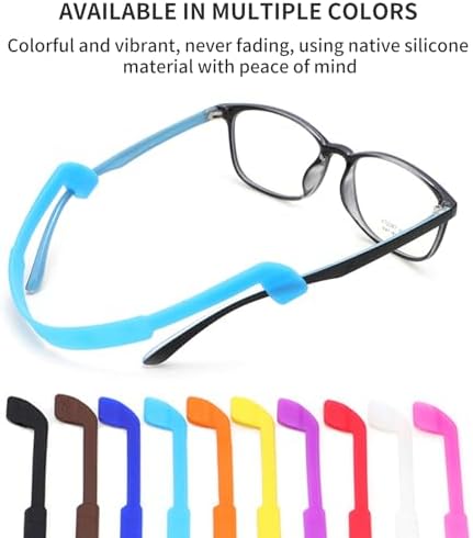 Gurfzcyuoo Glasses Straps For Kids 10Pcs Silicone Eyewear Holder Strap Glasses Head Band Anti-slip Eyewear Retainer Elastic Sports Glasses Band Soft And Durable