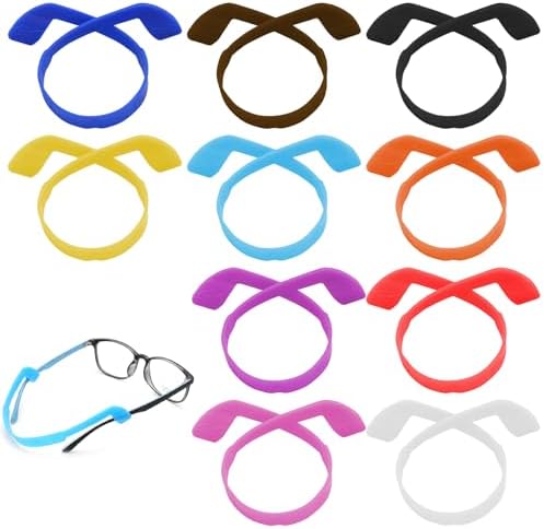 Gurfzcyuoo Glasses Straps for Kids 10Pcs Silicone Eyewear Holder Strap Glasses Head Band Anti-slip Eyewear Retainer Elastic Sports Glasses Band Soft And Durable