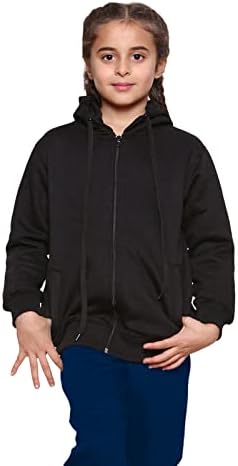 GW CLASSY OUTFIT Kids Girls Boys Zipper Hoodie Unisex Fleece Zipper Top Jacket PE School Sweat Hoodie Casual Fashion UK Size 4-13 Years