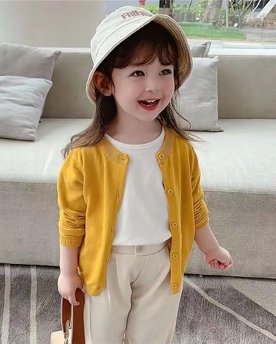 HahaNice Girls' Cardigans Knitted Long Sleeve Kids School Jumper 2Y-7Y