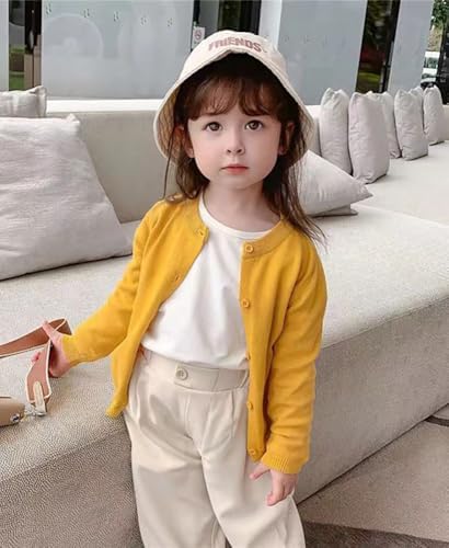 HahaNice Girls' Cardigans Knitted Long Sleeve Kids School Jumper 2Y-7Y
