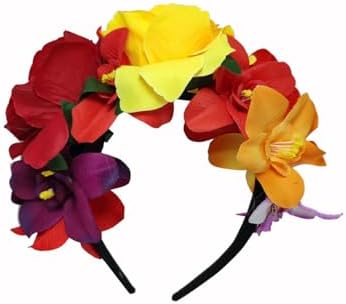 Halloween Rose Flower Headband Mexican Floral Hair Bands Day of the Dead Flower Crown Halloween Party Costume Headpiece Hair Accessories for Cosplay Carnival Party