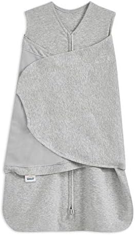 HALO Baby Sleeping Bag Swaddle 1.5 TOG SleepSack 100% Cotton Heather Grey Sleeping Sack For Newborn Babies Easy Zip Access Nappy Change Wearable Blanket Grow Bag Boys & Girls 0-3 Months