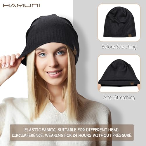 HAMUNI Slouchy Beanie Hip-Hop Soft Lightweight Running Beanie Hat Breathability & Elasticity Adult Dwarf Hats Chemo Cap Skull Cap For Men Women