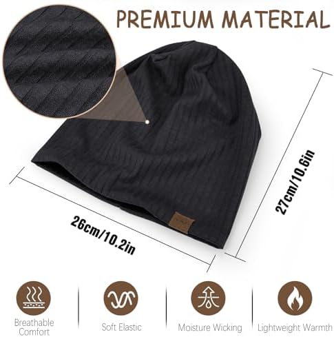 HAMUNI Slouchy Beanie Hip-Hop Soft Lightweight Running Beanie Hat Breathability & Elasticity Adult Dwarf Hats Chemo Cap Skull Cap For Men Women