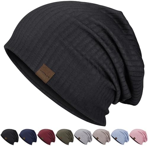HAMUNI Slouchy Beanie Hip-Hop Soft Lightweight Running Beanie Hat Breathability & Elasticity Adult Dwarf Hats Chemo Cap Skull Cap for Men Women