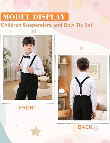 HANERDUN Kids Braces Bowtie Sets Adjustable Suspenders With Bow Ties Gift Idea For Boys And Girls