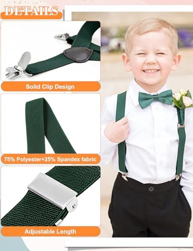 HANERDUN Kids Braces Bowtie Sets Adjustable Suspenders With Bow Ties Gift Idea For Boys And Girls