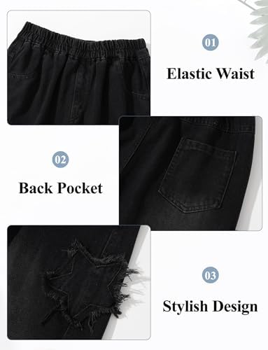 Happy Cherry Baggy Jeans For Boys Wide Leg Denim Cargo Pants Elastic Waist Kid Jean With Pockets