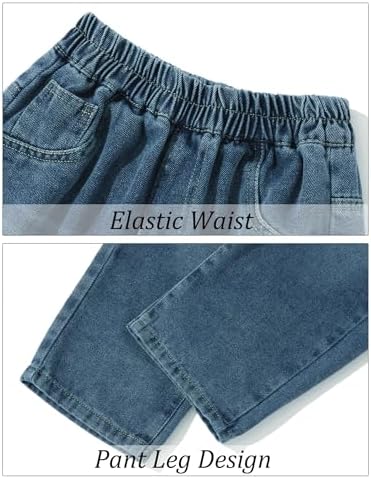 Happy Cherry Boys' Stretchy Waist Denim Joggers Relaxed Fit Jeans For Kids 5-14 Years Baggy Pull-On Elastic Pants Casual