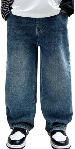 Happy Cherry Boys' Stretchy Waist Denim Joggers Relaxed Fit Jeans For Kids 5-14 Years Baggy Pull-On Elastic Pants Casual