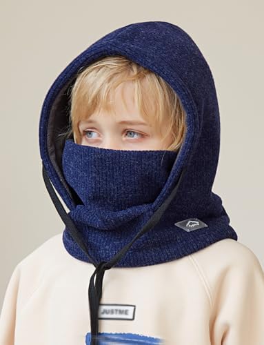 Happy Cherry Kids Balaclava Hat Winter Boys 4-10 Years Neck Warmer Hood Ski Face Mask Hat Children Warm Ski Snowboarding Hiking Cycling