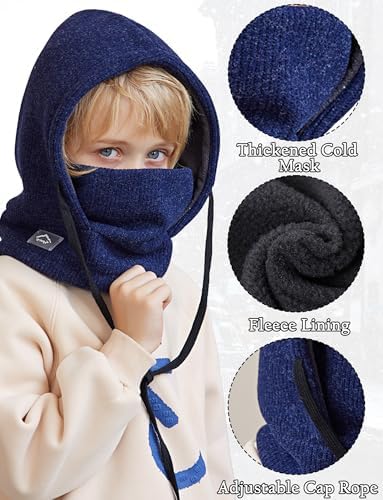 Happy Cherry Kids Balaclava Hat Winter Boys 4-10 Years Neck Warmer Hood Ski Face Mask Hat Children Warm Ski Snowboarding Hiking Cycling