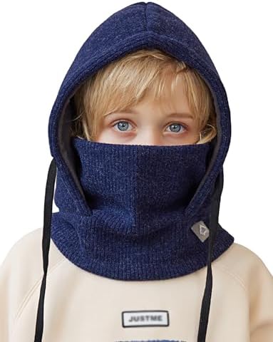 Happy Cherry Kids Balaclava Hat Winter Boys 4-10 Years Neck Warmer Hood Ski Face Mask Hat Children Warm Ski Snowboarding Hiking Cycling