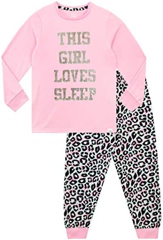Harry Bear Leopard Print Pyjamas Long Sleeve Girls Pyjamas Girls’ Pyjama Sets Ages 5 to 13 Years