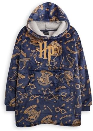 Harry Potter Girls Wearable Blanket Hoodie Childrens Hooded Sherpa Fleece Pullover HP Hogwarts Kids Sherpa Lined Loungewear with Pockets Wizard Movie Merchandise