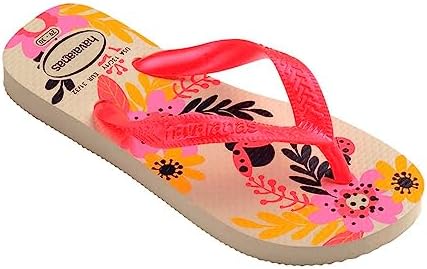 Havaianas - Kids Flores Comfortable Durable And Fun Flip-Flops Floral-Print Sole Metallic Straps And Non-Slip Sole Girls