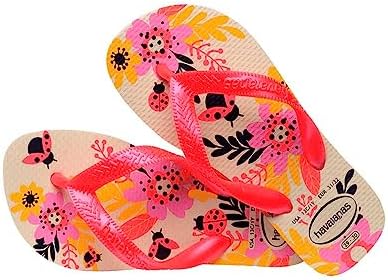 Havaianas - Kids Flores Comfortable Durable And Fun Flip-Flops Floral-Print Sole Metallic Straps And Non-Slip Sole Girls