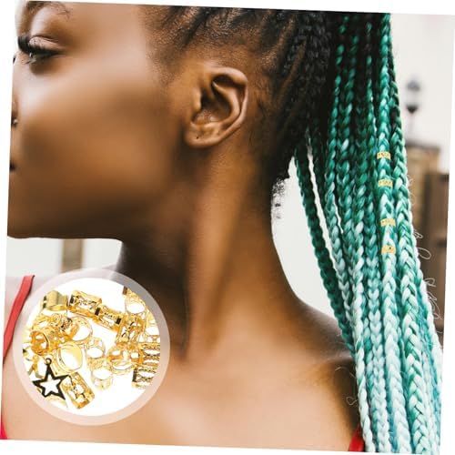 Healvian 36pcs Hollow Hair Rings For Braids Dreadlock Jewelry DIY Hair Accessories For Women Men Secure Fit For Parties Weddings Performances