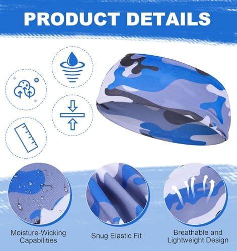 Heasy 6 Pcs Boys' Multicolor Sports Headbands Elastic & Breathable One Size Basketball & Multi-Sport