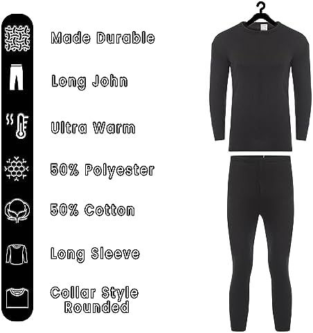 Heatwave Kids Thermal Long Sleeve Top & Pants Set Warm Winter Underwear