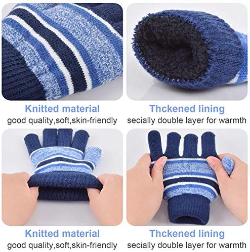 Heekpek 3 Pieces Hat And Scarf Sets For Kids Winter Pom Pom Hat Scarf Gloves Set For Girls Boys Warm Knitted Beanie Hats Snood Scarf And Gloves For Children