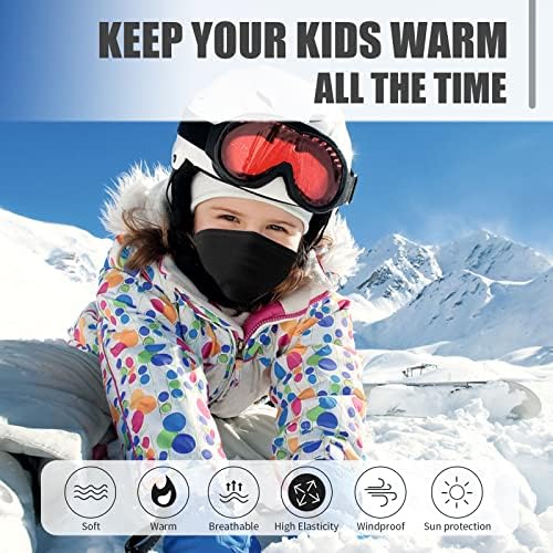 HEGCOIIE 2 Pack Winter Kids Neck Warmer Fleece Windproof Neck Gaiter Face Covering Mask Snood Scarf Multifunctional Headwear For Boys And Girls Outdoor Sports