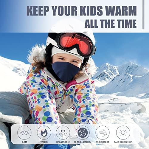 HEGCOIIE 4 Pack Winter Kids Neck Warmer Fleece Windproof Neck Gaiter Face Covering Mask Snood Scarf Multifunctional Headwear For Boys And Girls Outdoor Sports