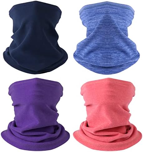 HEGCOIIE 4 Pack Winter Kids Neck Warmer Fleece Windproof Neck Gaiter Face Covering Mask Snood Scarf Multifunctional Headwear For Boys And Girls Outdoor Sports