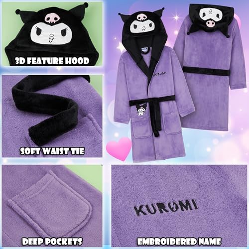 Hello Kitty Girl's Dressing Gown Fleece Hooded Bathrobe