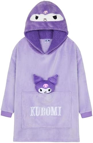 Hello Kitty Sanrio Blanket Hoodie Girls Teens Kawaii Oversized Fleece Wearable Blanket Attached Plush Loungewear Anime Gifts