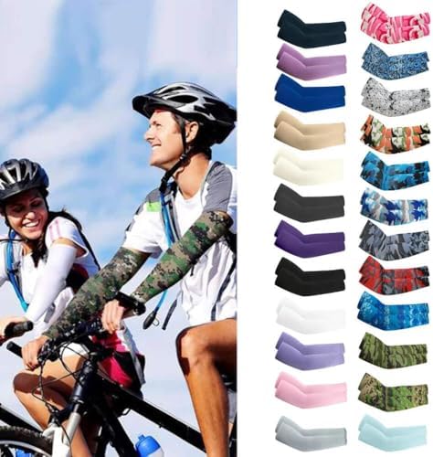 Hemasa 3Pairs Arm Sleeves Summer Sun UV Protection Ice Cool Cycling Running Fishing Climbing Driving Arm Cover Warmers For Men Women