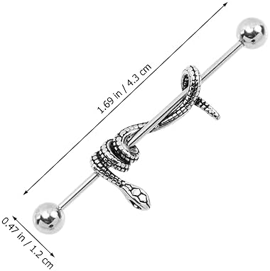 Hemobllo Snake Shaped Cartilage Earring Hip Hop Punk Gothic Barbell Body Piercing Ring For Ear Bone And Nose Septum Titanium Steel Rod Unisex Jewelry Accessory