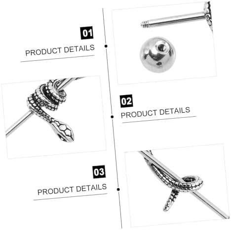 Hemobllo Snake Shaped Cartilage Earring Hip Hop Punk Gothic Barbell Body Piercing Ring For Ear Bone And Nose Septum Titanium Steel Rod Unisex Jewelry Accessory